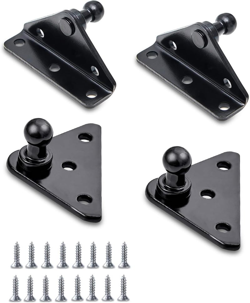 PAMAGOO 13MM Ball Stud Mounting Brackets, 2 Angled L-Type Mounts and 2 Flat-Type Mounts with 16 Screws, for Lift-o-mat Gas Spring Struts Shock Mounting Kits, Black - Image 1